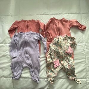 Wonder Nation One Piece Set - Pink, Purple, and Floral Newborn Size Sleepers